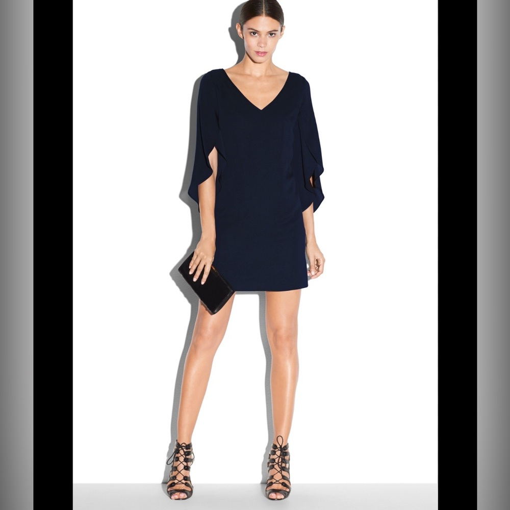 Milly V-neck butterfly dress, size 0, NWT, black